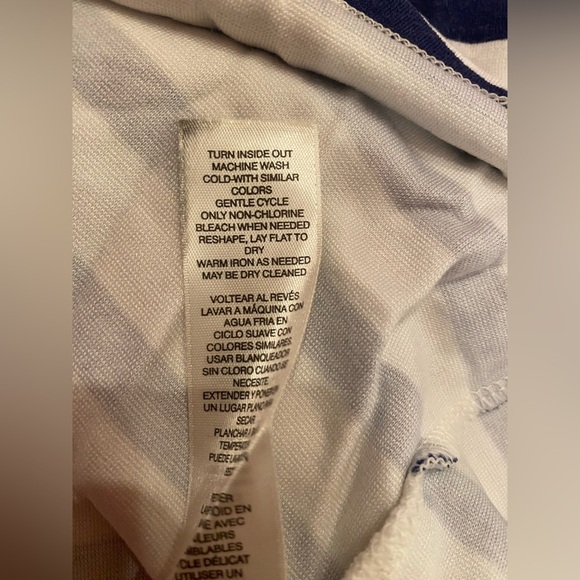 Chico’s Woman’s Sailor Shirt Blue White Stripe Gold Accent | SIZE 3 - XL/16 - Picture 7 of 7